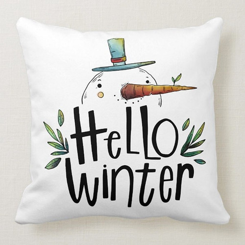 ''Hello Winter'' Printed Cushion & Mug Gift