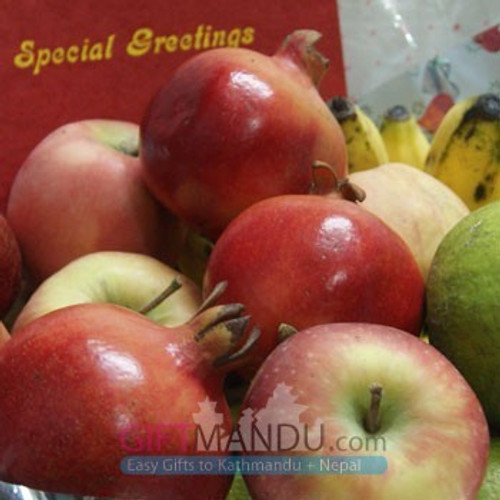 Father's Day Special -Fruits Round Basket with Assorted Mithai - Send gifts to Nepal