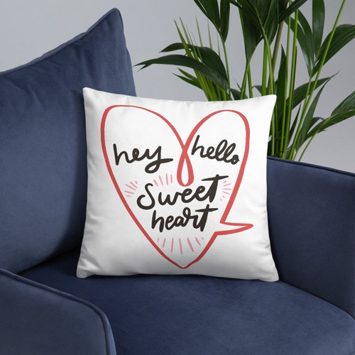 ''Hey Hello Sweet Heart'' Printed Cushion Gift