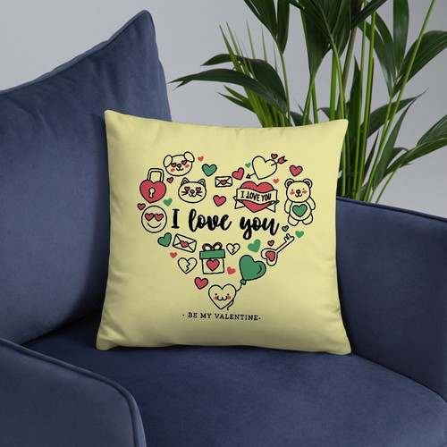 ''I Love You'' Printed Cushion Gift (Yellow)