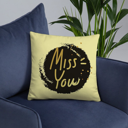 ''Miss You'' Printed Cushion Gift (Yellow)