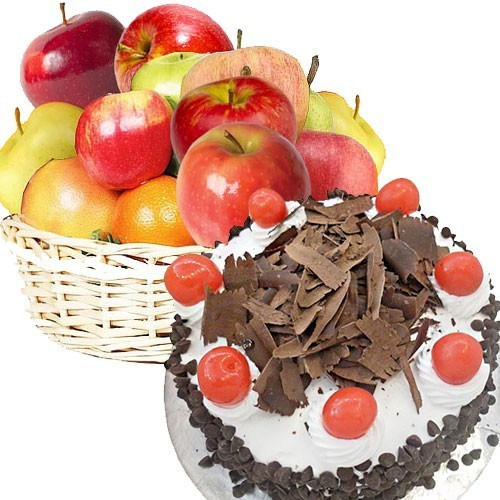 Fruit Round Basket and Five Star Cake 1KG