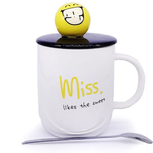 ''Miss Likes The Sweet'' Printed White Ceramic Mug