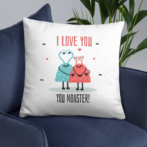 ''I Love You Monster'' Printed Cushion Gift