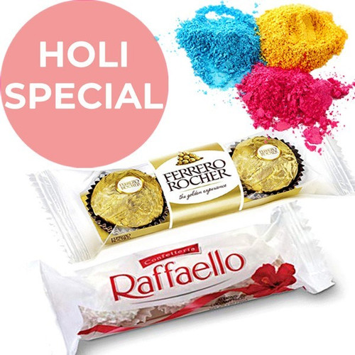 Ferrero Rocher & Raffaello T3 Combo With Holi Colors