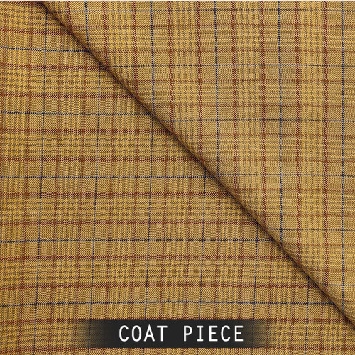 Sangam Suitings Formal Check Pattern Coat Piece - Brown