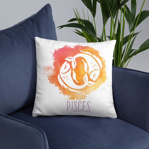 'Pisces' Zodiac Sign Printed Cushion Gift