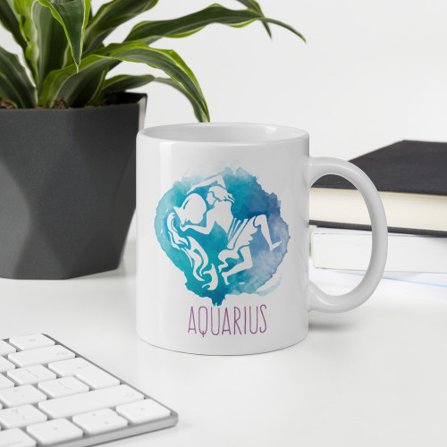 'Aquarius' Zodiac Sign Printed Cushion & Coffee Mug