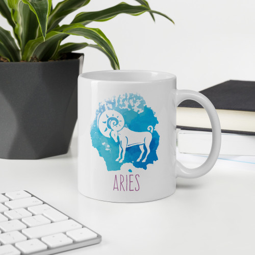 Aries Zodiac Sign Printed Cushion & Coffee Mug (Born Mar21 - Apr19)