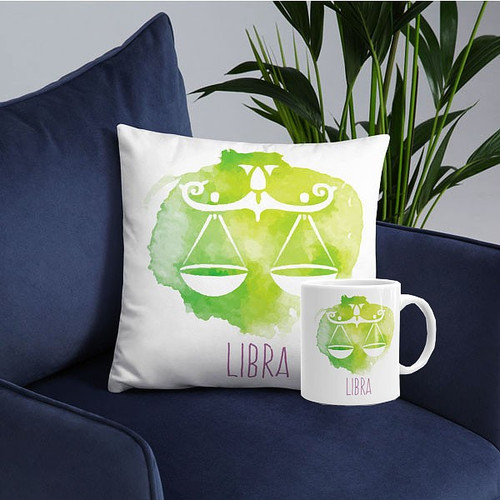 'Libra' Zodiac Sign Printed Cushion & Coffee Mug