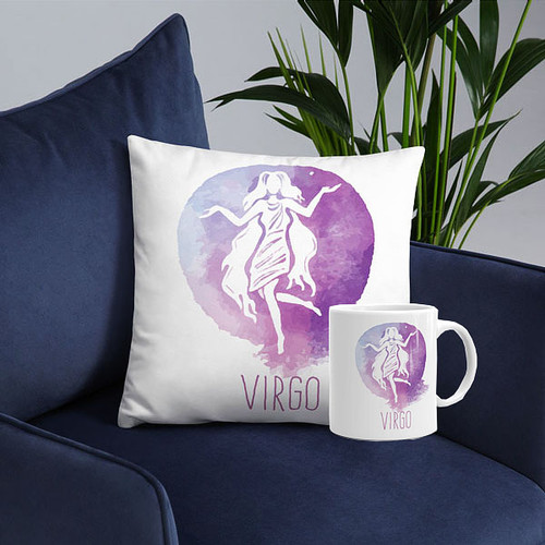 'Virgo' Zodiac Sign Printed Cushion & Coffee Mug