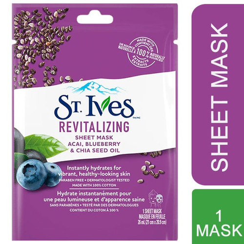 St. Ives Revitalizing Face Sheet Mask Acai, Blueberry & Chia Seed Oil - 1 Ct.
