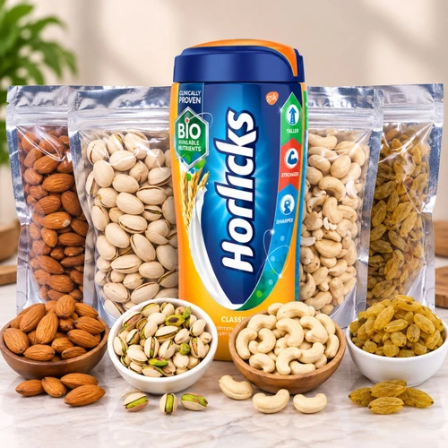 Nature's Best Dry Nuts (Cashews, Almonds, Pista, Kismis) and Horlicks