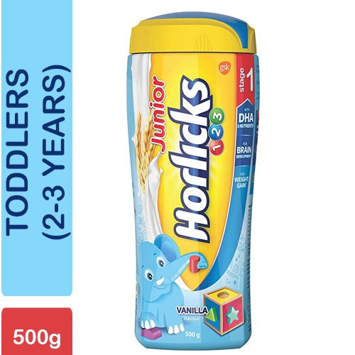 Junior Horlicks Vanilla 500g Stage 1 (Toddlers, 2-3 Years)