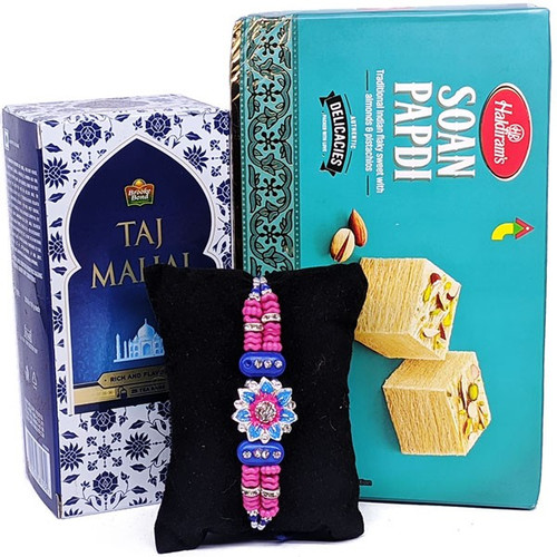 Tea Bag With Soan Papdi & Rakhi Thread