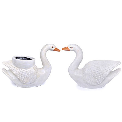 Home Decor Beautiful Couple Swan Flower Pot 12''
