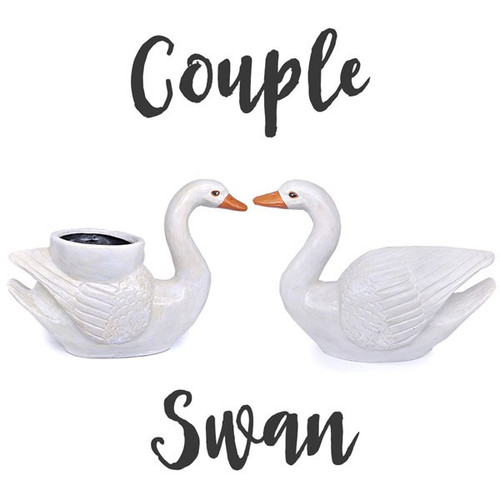 Home Decor Beautiful Couple Swan Flower Pot 12''