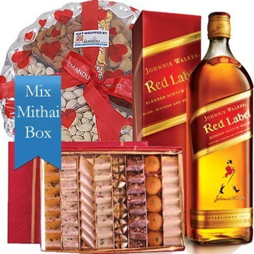 JW Red Label, Assorted Mithai Big Box and Dry Nuts Tray
