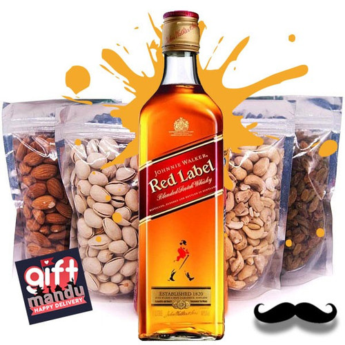 JW Red Label Whisky 1000ml & Four Dry Nuts Fruits Pack