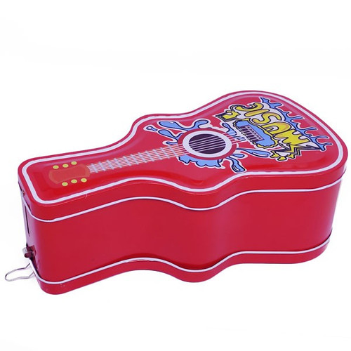 Guitar Design Red Coin Box For Kids 9''
