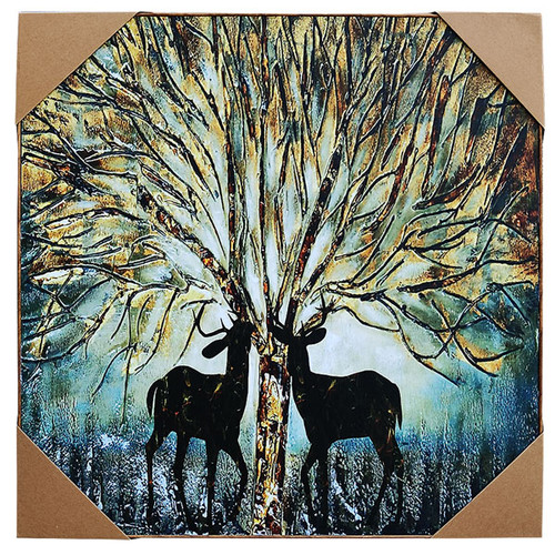 Wall Decor Beautiful Couple Deer Painting Print 20''