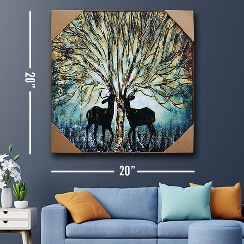 Wall Decor Beautiful Couple Deer Painting Print 20''