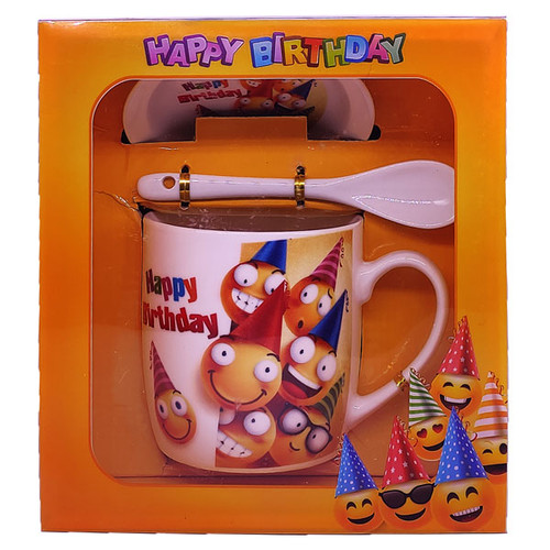 ''Happy Birthday'' Printed Beautiful White Ceramic Mug 3.5''