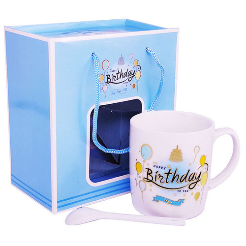 Beautiful Birthday Ceramic Coffee Mug With Spoon 4.5'' (03)