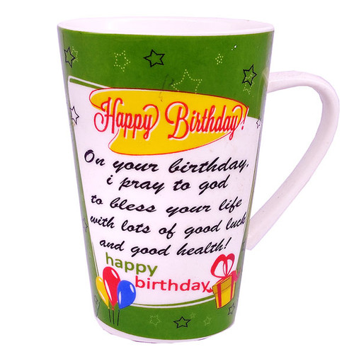 ''Happy Birthday'' Printed Ceramic Mug 5'' - Green