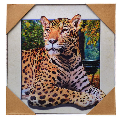 3D Sitting Leopard Painting Print 16'' (Wall Decor)
