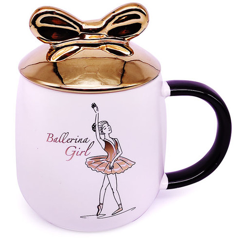 Ballerina Girl Printed Beautiful Ceramic Mug With Lid (04)