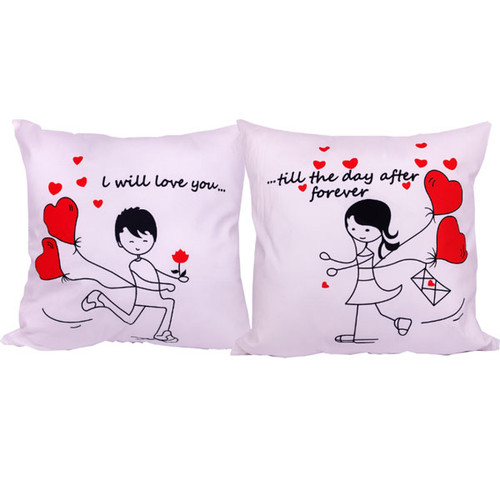 ''I Will Love You Till The Day After Forever'' Printed Couple Cushion Gift