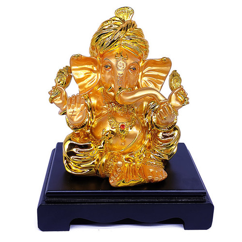 Golden Pagdi Lord Ganesh Ji Statue 9''