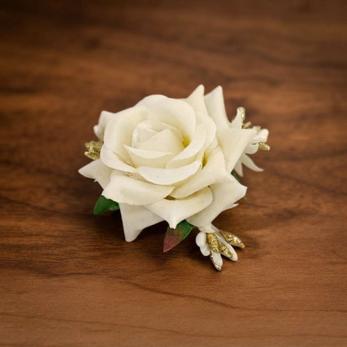 White Rose Velvet Hair Flower Clip