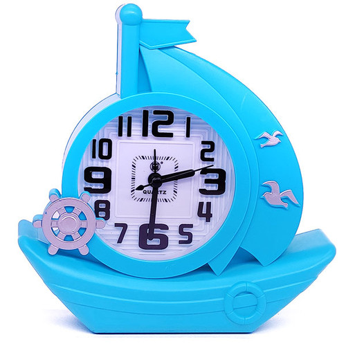 Decorative Boat Design Table Top Alarm Clock - Turquoise Blue