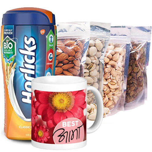 Dry Nuts, Horlicks and Best Aama Mug