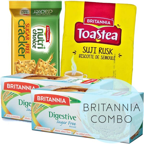 Britannia Combo of Digestive Biscuit, Cracker, Toastea Suji Rusk