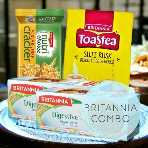 Britannia Combo of Digestive Biscuit, Cracker, Toastea Suji Rusk