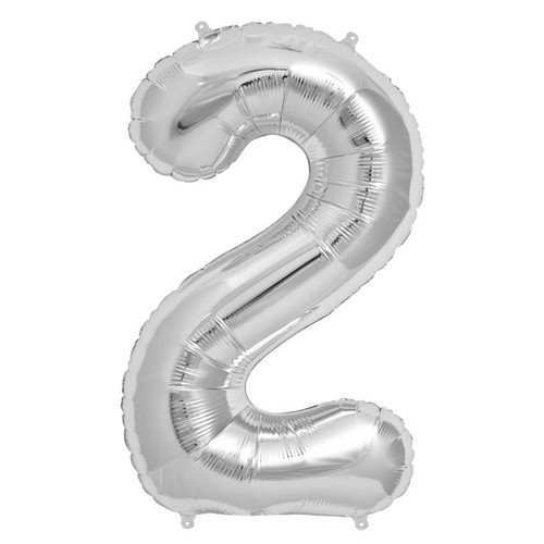 Foil Balloon Number "2" - Silver