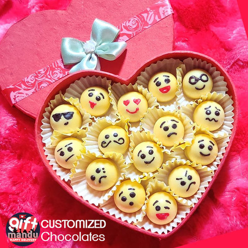 Assorted Emoji Chocolates Heart Box - Express Thru Chocolates
