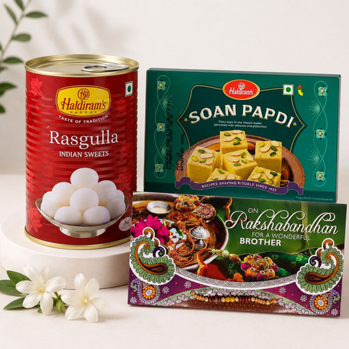 Rakhi Card With Sweets Hamper