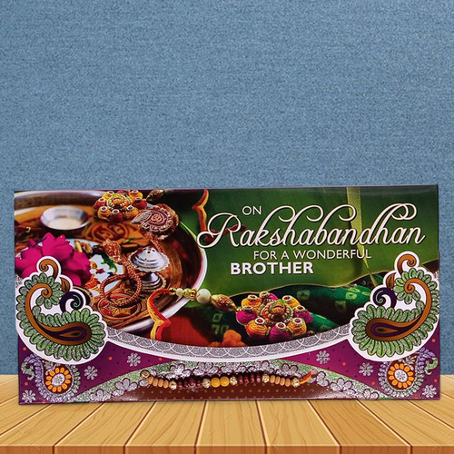 Rakhi Card With Sweets Hamper (Rakhi Thread May Vary)