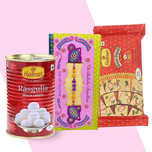 Rakhi Card With Sweets Hamper (Rakhi Thread May Vary)
