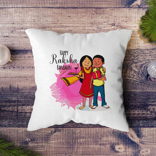 ''Happy Raksha Bandhan" Printed Cushion
