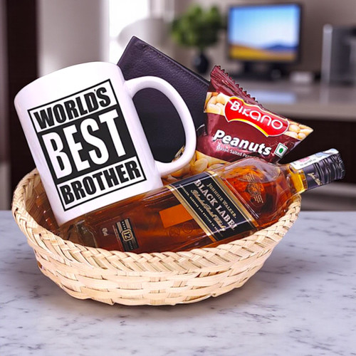 Black Label 200ml, Peanuts, Wallet & Best Brother Mug Combo