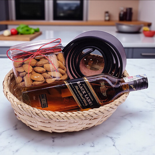 Jw Black Label 200ml, Almonds 200g Jar And Belt Combo