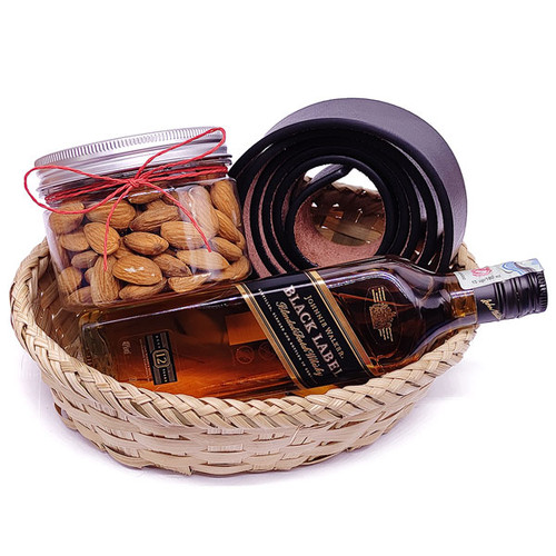 Jw Black Label 200ml, Almonds 200g Jar And Belt Combo
