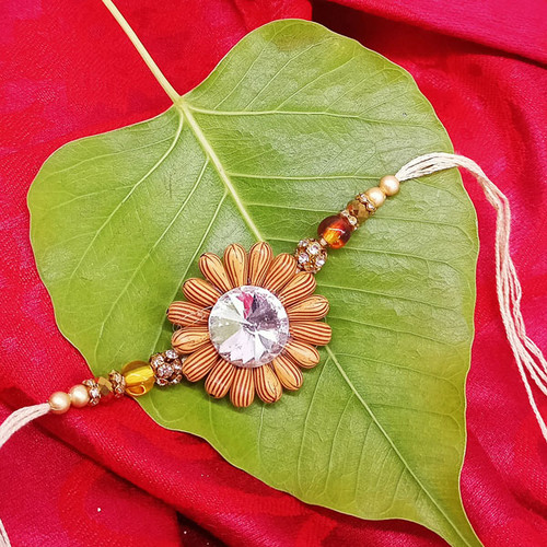 Precious Stone Floral Design Charming Rakhi