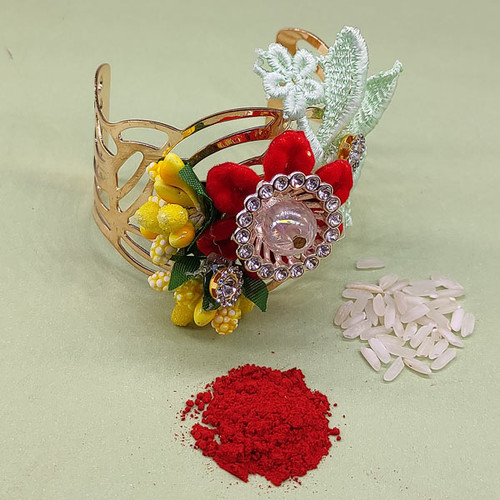 Colourful Floral Design Bracelet Rakhi for Bhabhi