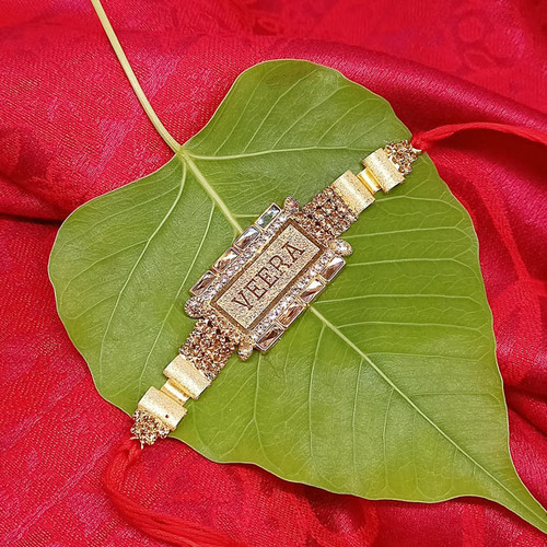 Designer VEERA Golden Zari Design Rakhi